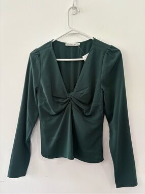 Abercrombie & Fitch Forest Green Twist-Front Long Sleeve Top